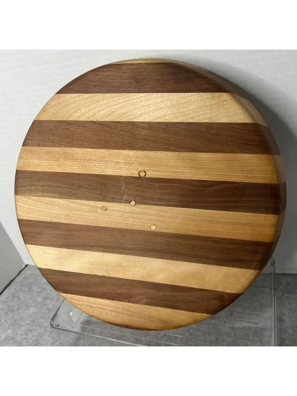 Handmade Wood Cheese Platter Black Walnut Maple 11” Diameter